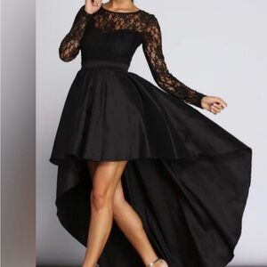 Lace and taffeta high low black dress from Windsor
